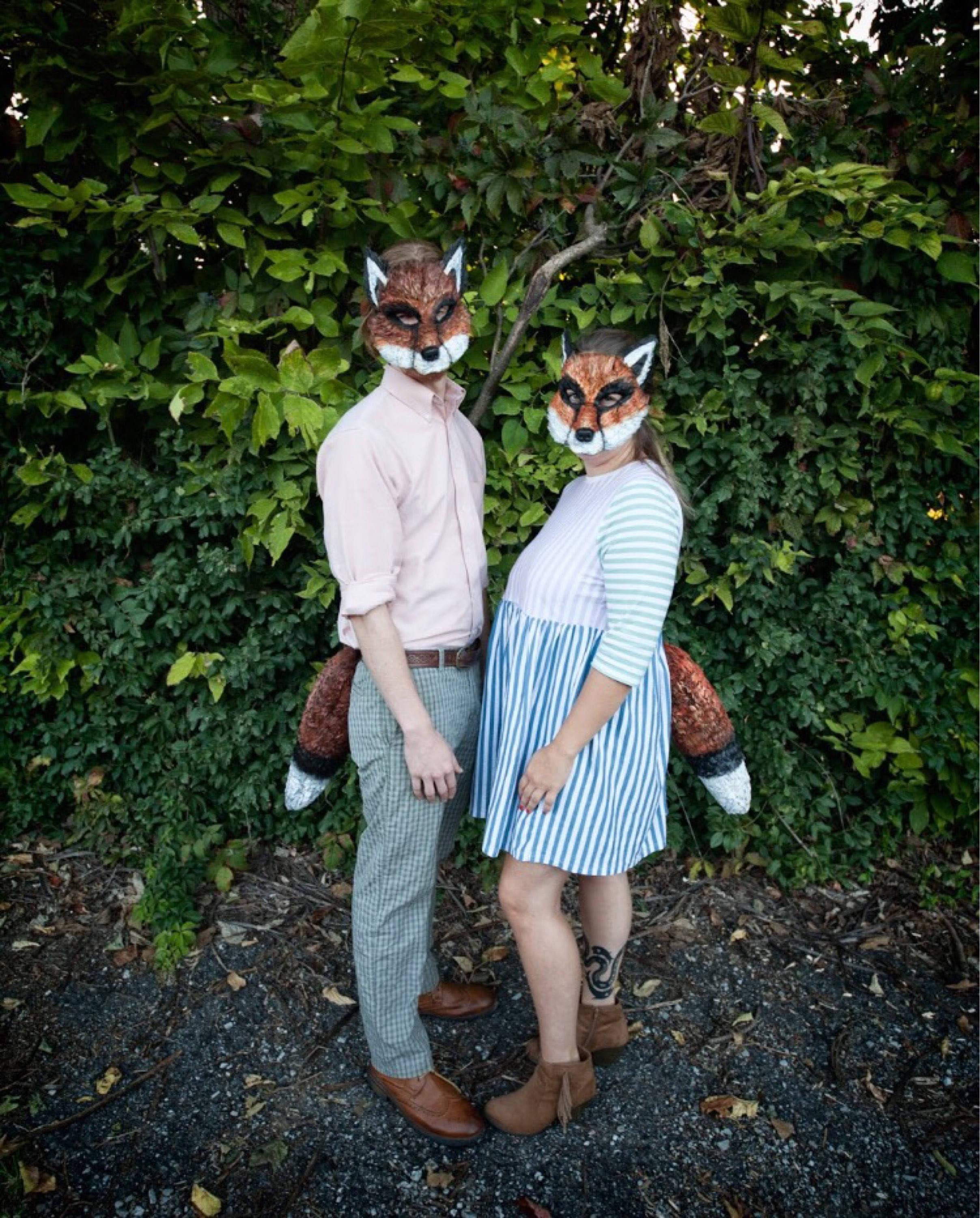 Mr and Mrs Fox Masks and Tails, Couple Costume (4 Pieces) - Etsy
