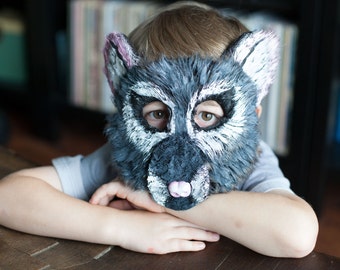 Hand Painted Child Mouse Mask, Vegan Costume Mask