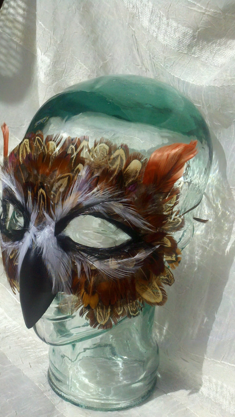 Feather Great Horned Owl Mask owl costume owl maskmardi Etsy