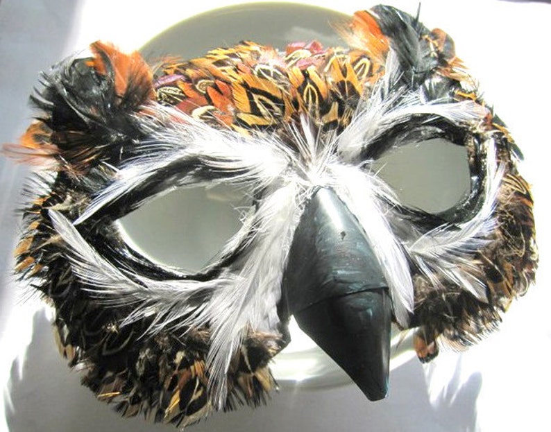 Feather Great Horned Owl Mask Owl Costume Owl Maskmardi Etsy