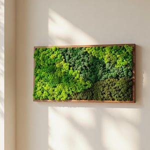 Rectangle Wood Framed Preserved Moss Wall Decor, New Home Gift, Modern Rustic Artwork, Botanical Wall Panel