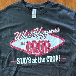 Scrapbook T-Shirt: What Happens at the Crop Stays, Black Funny Unisex Crafter Tee