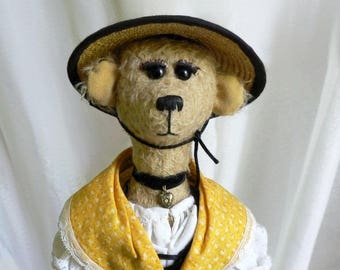 Artist bear dressed up, bear collection, nice bear Chiffonnelle exceptional, traditional costume, handmade teddy bear one of a kind