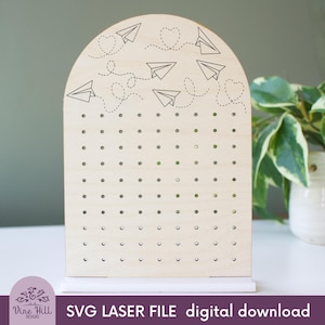 Gewölbter Ohrring Ständer mit Papierflieger Design SVG-Datei für das Laserschneiden