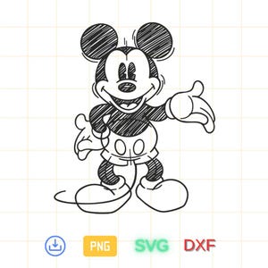 Classic Mickey Mouse Sketch PNG PDF JPG Clipart, Mickey Hand Draw Pencil Style Black And White Mouse, Retro Classic Mickey, Commercial Use