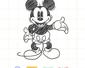 クラシックミッキーマウススケッチPNG PDF JPGクリップアート