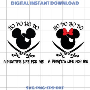 Captain Hooks Crew Svg , Mouse and Friends Pirates Digital File, Mickey Pirate Clipart, Minnie Head Cricut Svg