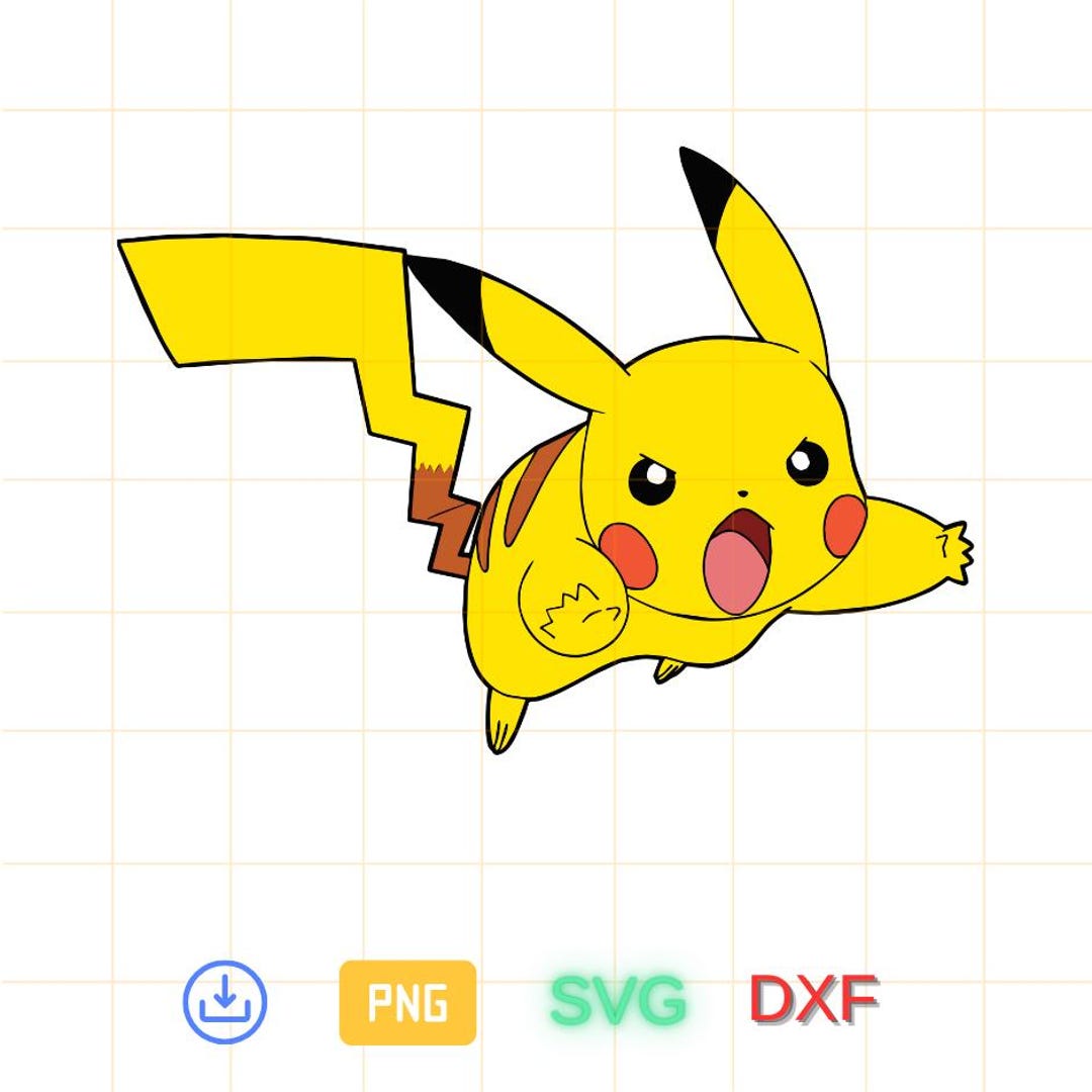 Pikachu Vector File Pikachu Svg, Pikachu Png, Pokemon Cricut Vector Bundle, Pikachu DIY ...