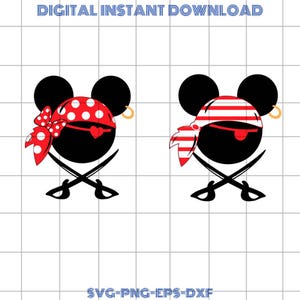 Mickey Minnie Pirate SVG Bundle, Mickey pirate SVG Bundle, cut file, clipart, svg files for silhouette, files for cricut, svg, png, eps