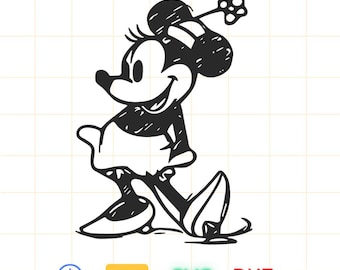 Classic Minnie Mouse SVG | Vintage Minnie Cut Files for Cricut - Silhouette | Retro Minnie Layered Svg Png Dxf Eps | Digital Download