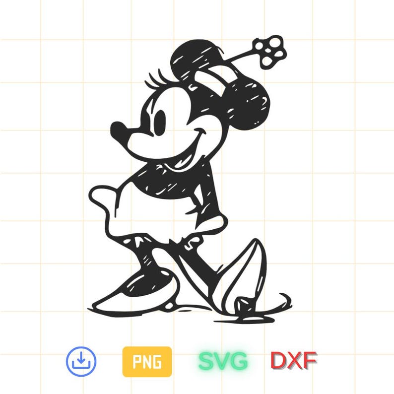 Classic Minnie Mouse SVG | Vintage Minnie Cut Files for Cricut - Silhouette | Retro Minnie Layered Svg Png Dxf Eps | Digital Download image 1