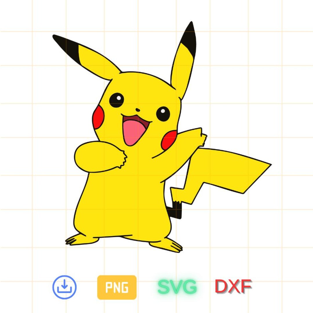 Pikachu Vector File Pikachu Svg, Pikachu Png, Pokemon Cricut Vector Bundle, Pikachu DIY ...