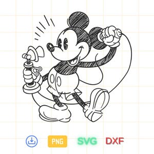 Classic Mickey Mouse Sketch PNG PDF JPG Clipart, Mickey Hand Draw Pencil Style Black And White Mouse, Retro Classic Mickey, Commercial Use