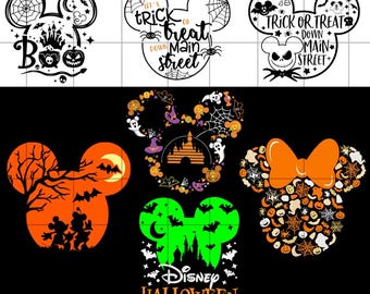 Mouse Head Halloween Svg-bundel, digitaal bestand Mickey Halloween, Minnie Pumpkin Clipart, Trick Or Treat digitale bestanden, Disney Pumpkin Svg