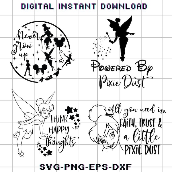 Tinkerbell Svg Bundle, Never Grow Up Png, Princess Clipart, Svg For Cricut