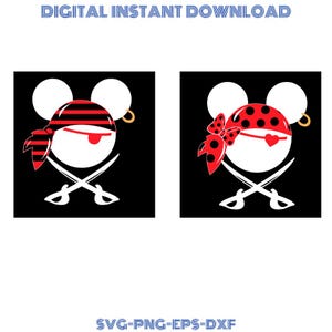 Mickey Minnie Pirate SVG Bundle, Mickey pirate SVG Bundle, cut file, clipart, svg files for silhouette, files for cricut, svg, png, eps