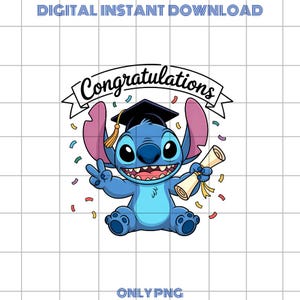Stitch Graduation 2025 Png, Graduation Digital File, School Clipart