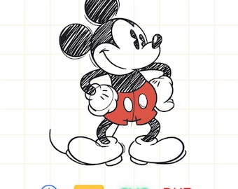クラシックミッキーマウススケッチPNG PDF JPGクリップアート
