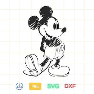 Classic Mickey Mouse SVG | Vintage Mickey Mouse Cut Files for Cricut - Silhouette | Retro Mickey Png Dxf Eps | Digital Download