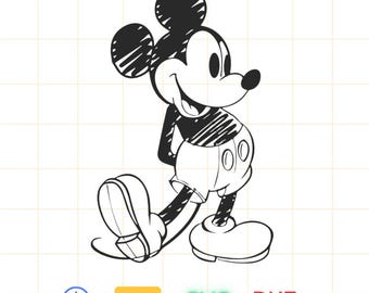 Classic Mickey Mouse SVG | Vintage Mickey Mouse Cut Files for Cricut - Silhouette | Retro Mickey Png Dxf Eps | Digital Download