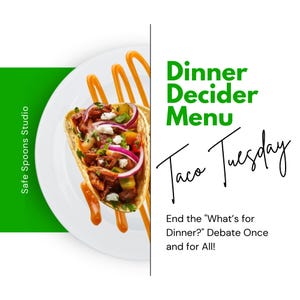 Menu décisif pour le dîner tacos du mardi | Cueilleur de souper pour conjoint | Aide à la décision pour les repas | Cadeau drôle | Téléchargement instantané | Cuisine