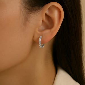 Crystal Huggie Hoop Earrings • 6mm–12mm Sizes • Cartilage + Helix Zircon Hoops • Gold & Silver Dainty Everyday Earrings