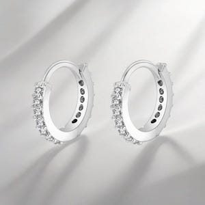 Crystal Zircon Huggie Hoops – Small Cartilage Earrings