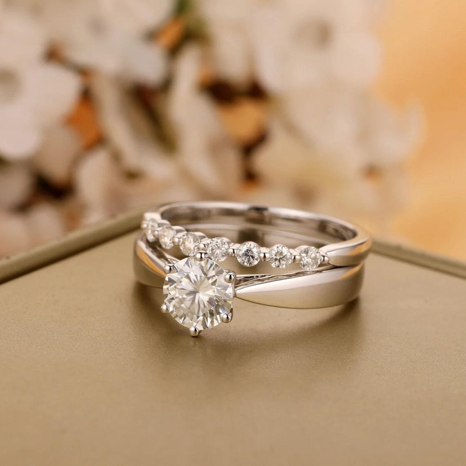 Fede nuziale da uomo in vera moissanite da 2,00 CT in argento sterling