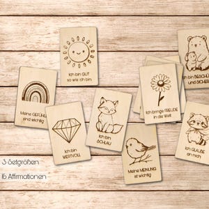 Carte di affermazione in legno per bambini – selezionabili individualmente – amore per se stessi e consapevolezza – ispirate al metodo Montessori – idea regalo