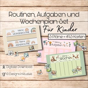 Digitaler Kinder-Wochenplan, Routinenplan & Aufgabenplan – 493 Symbole – 10 Designs – Struktur für den Familienalltag – Sofortdownload