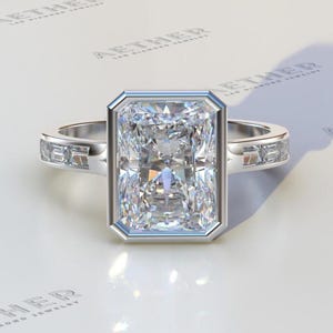 3 CT Radiant Cut Bezel Set Moissanite Engagement Ring - 14K Solid Gold Promise Ring - Special Bridal Ring - Anniversary Gift Ring For Women
