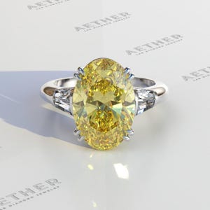Gelber Diamantring Ovalschliff 5 Karat Labor gewachsener Diamant-Verlobungsring, gelber Labrador Diamantring - Diamant zertifiziert von IGI