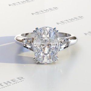 4 Carat E VVS Elongated Cushion Lab Grown Diamond Ring, Elongated Cushion Cut Engagement Ring Anniversary Gift Proposal Ring, IGI Certified