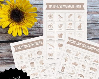 Kids Scavenger Hunt Printable Bundle | Nature, Camping, Vacation, Road Trip, Insect & Indoor Hunts | Fun Activity Game | Instant Download