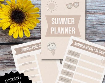 Agenda d'été imprimable pour enfants - 36 pages amusantes ! Liste de seaux, journal, tableau des tâches ménagères et plus encore – téléchargement immédiat pour les 6-13 ans
