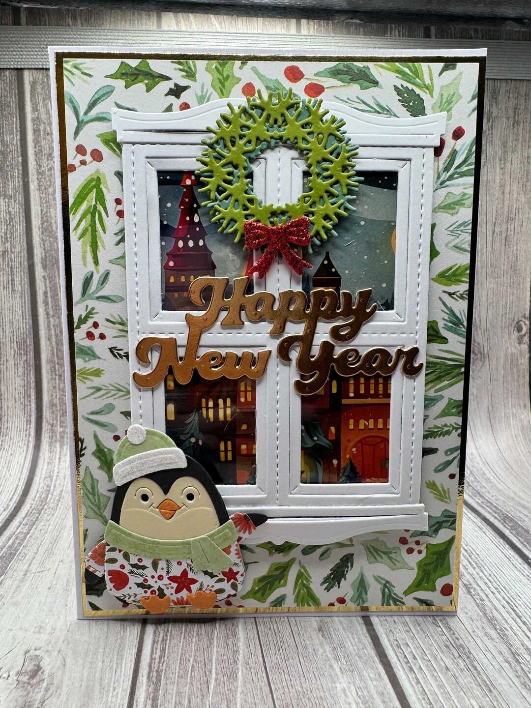 Christmas Penguin 5x7 - Blank Notecard, Greetings Card, Handmade Card ...