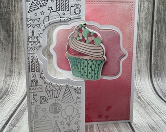 Happy Birthday Flip Card Cupcake - Creations By Wendalyn, Spring, Birthday, Whimsy, Friendship, Thinking of You, Birthday, Handmade