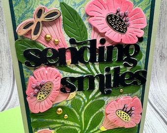 Sending Smiles Card - Blank NoteCard, Greetings Card, Handmade Card 4 1/2 x 6 1/2