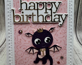 Birthday Purple Dragon - Creations By Wendalyn, Spring, Birthday, Whimsy, Friendship, Thinking of You, Birthday, Handmade