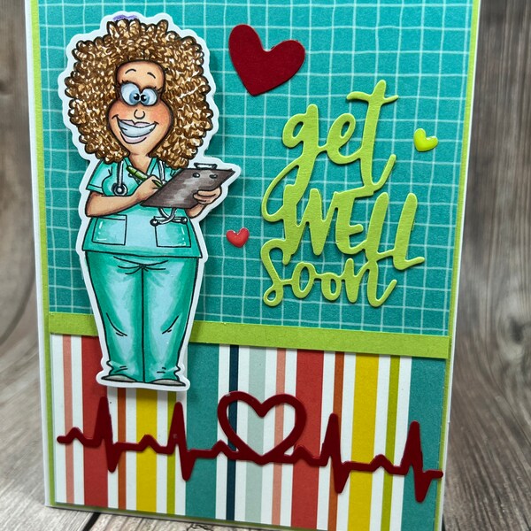 Get Well Soon Nurse - NoteCard, Greetings Card, Handmade Card, Speedy Recovery