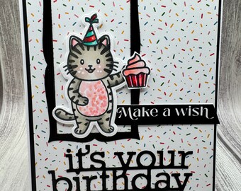 It’s Your Birthday Kitten - Creations By Wendalyn, Spring, Birthday, Whimsy, Friendship, Thinking of You, Birthday, Handmade