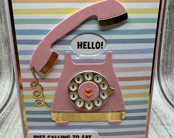 Hello Telephone - Blank NoteCard, Greetings Card, Handmade Card