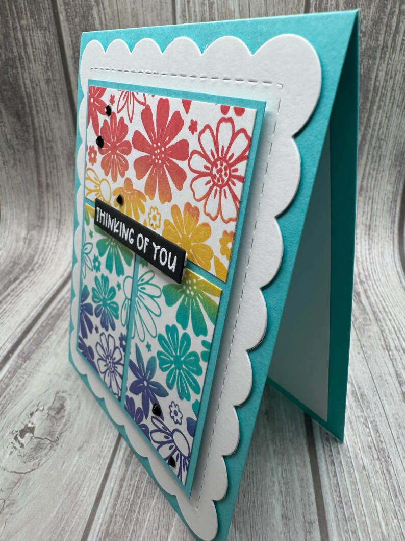 Thinking of You Floral - Blank Notecard, Greetings Card, Handmade Card ...