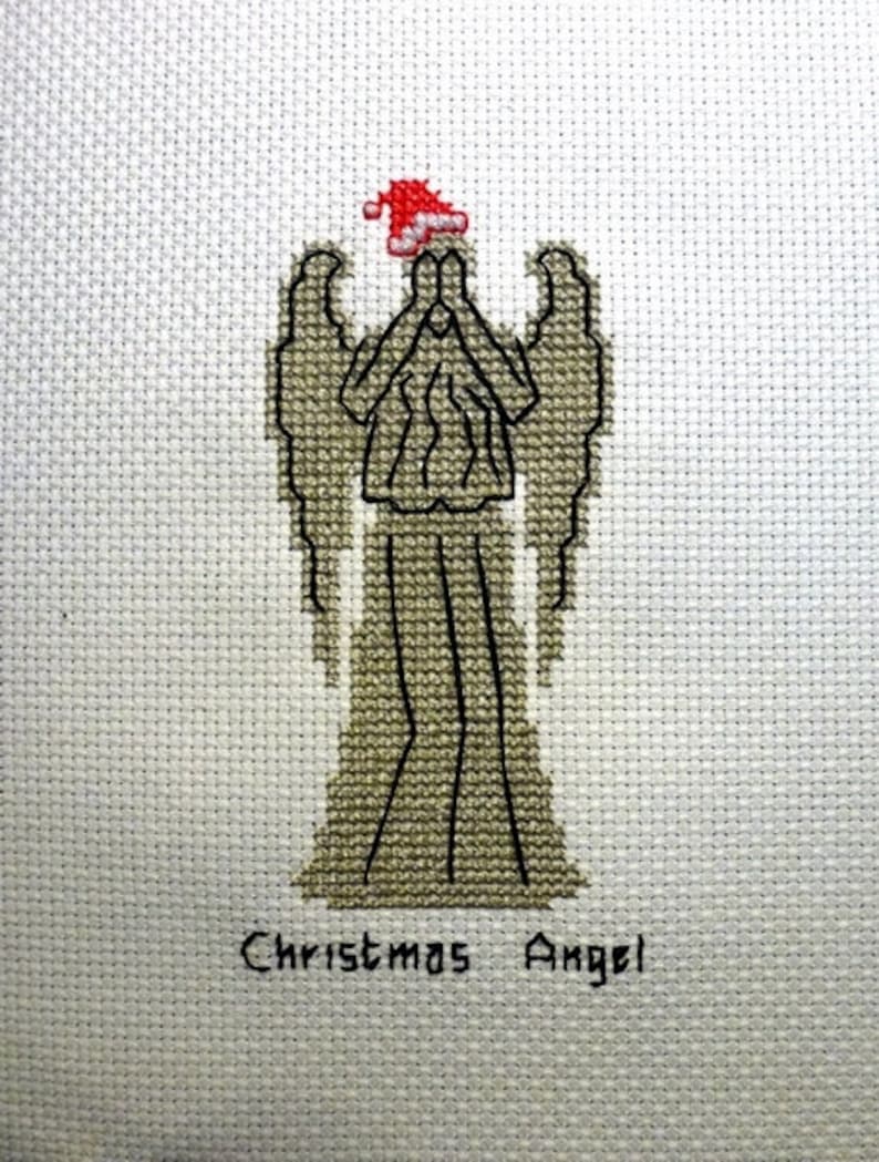 Doctor Who cross stitch pattern Christmas Weeping Angel image 2