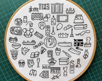 Binnenkant nr. 9 zwart borduurpatroon met kruissteek