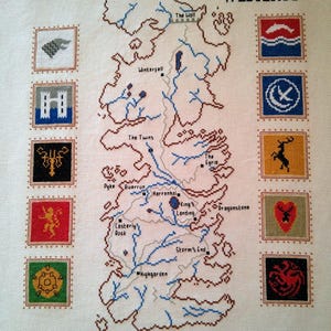 Game of Thrones korsstygnsmönster Westeros karta