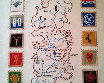 Game of Thrones cross stitch pattern Westeros map