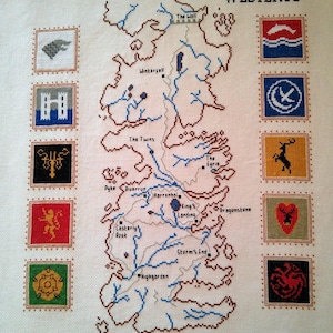 Game of Thrones cross stitch pattern Westeros map