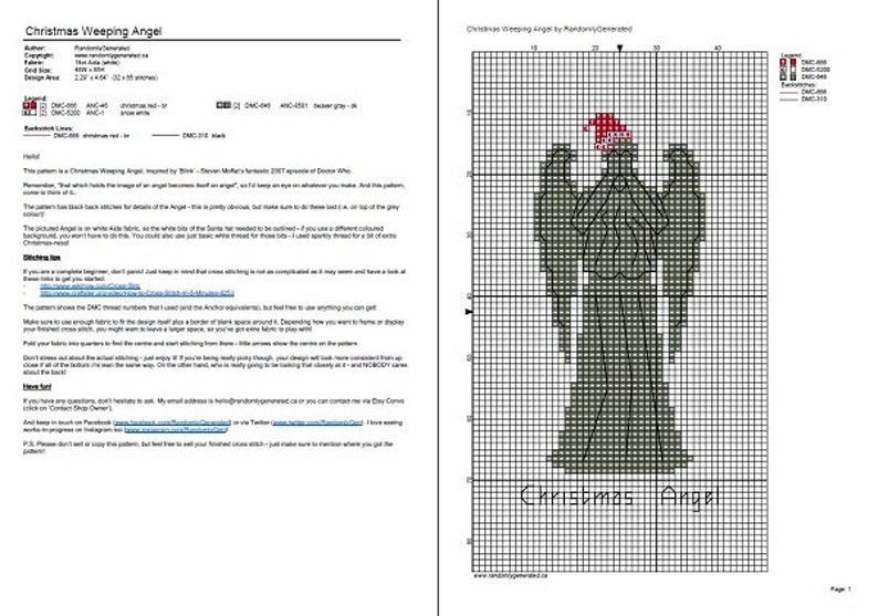 Doctor Who cross stitch pattern Christmas Weeping Angel image 4
