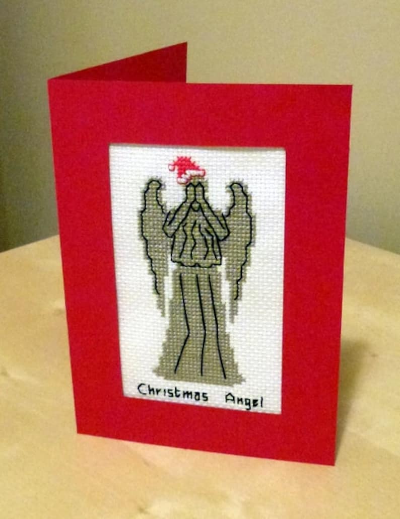 Doctor Who cross stitch pattern Christmas Weeping Angel image 1